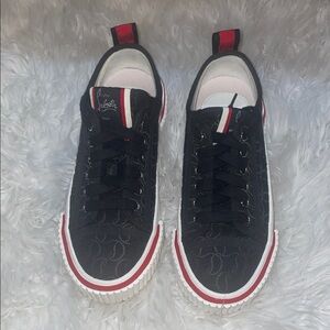 Christian Louboutin Black and Red Platform Sneakers